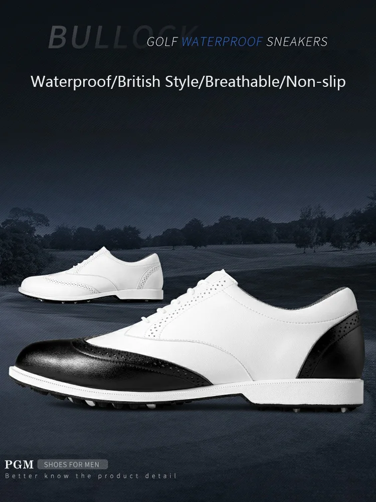 PGM Men Brogue Style Golf Shoes Waterproof Anti-slip Golf Sneakers