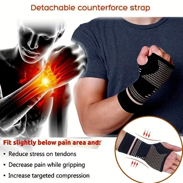 New 1Pcs Copper Fiber Bracer Wrist Elastic Sport Bandage Wristband Hand Gym Support Wrist Brace Wrap Tennis Fitness Powerlifting 5