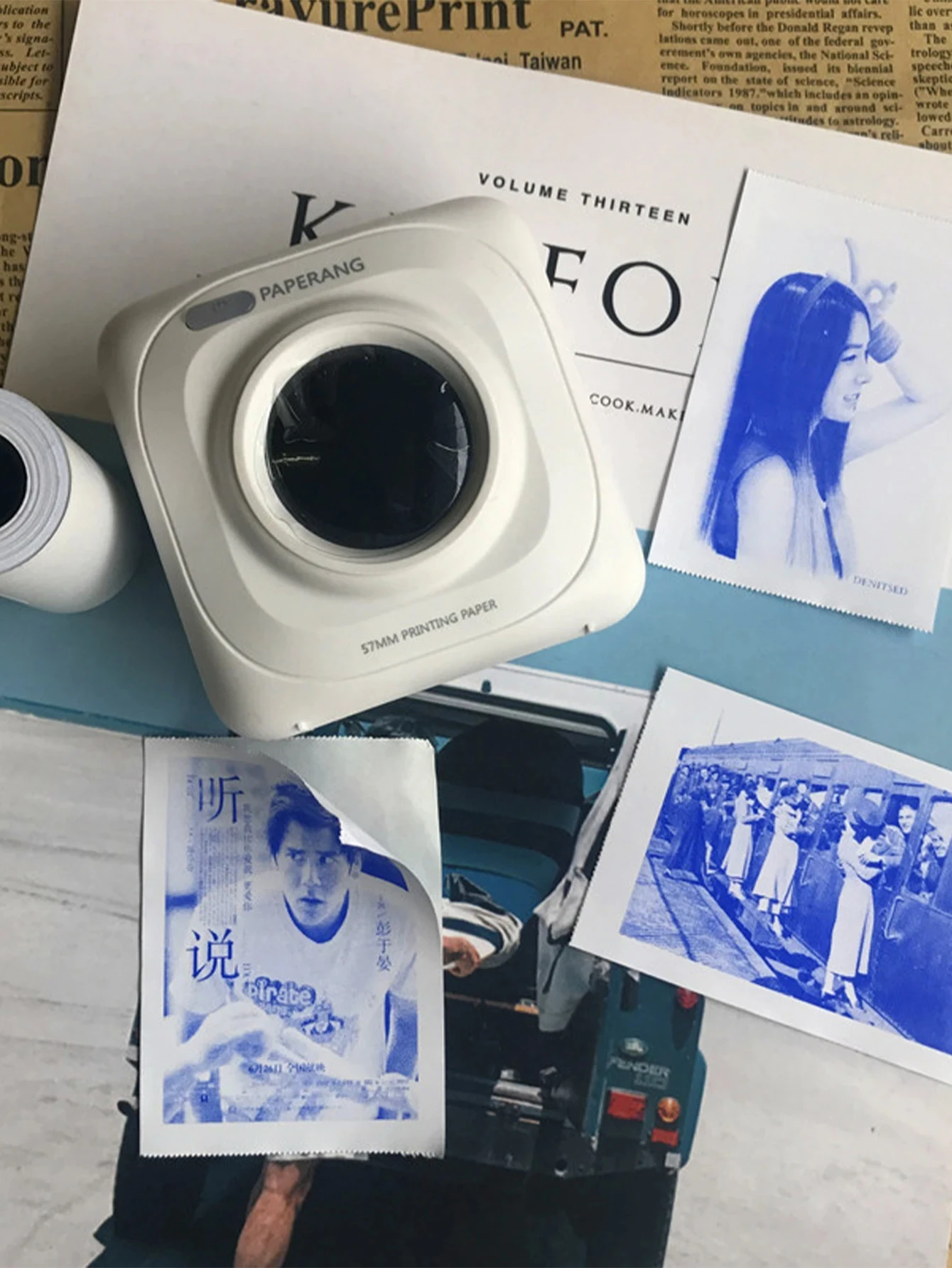 Thermal Paper 3 Rolls Sticky Blue on White 57mm for Journal Photo Texts Study Notes Helloween Christmas Memo List Printing
