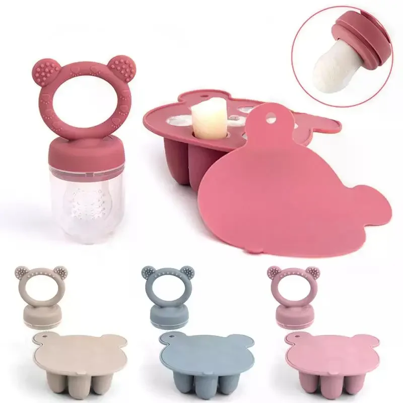 Latest Animal Design Bear Set Fruit Feeder Breast Milk Freezer Tray Food Soup Silicone Freezer Tray Silicone Popsicle Mold