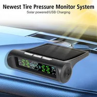 With Digital Clock Car Solar TPMS Automobile Tire Pressure Monitoring System On Dashboard 4pcs TPMS Sensors Auto Security Alarm - Image 2