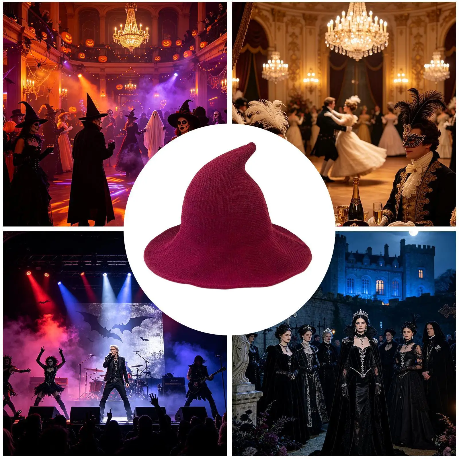 Enchanting Foldable Wide Brim Witch Hat with Adjustable Size – Perfect for Halloween and Masquerade Parties