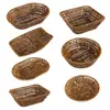 1Pcs Breakfast Bread Food Handwoven Rattan Basket Fruit Vegetable Cake Wicker Round Rectangular Shape Storage Tray 1
