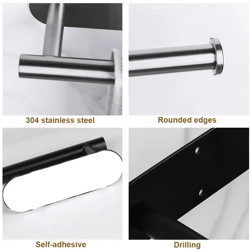 Adhesive Toilet Paper Holder Stainless Steel Toilet Roll Paper Stand Kitchen Roll Towel Rack Tissue Hanger Bathroom Accessories paper towel holder toilet paper holder toilet paper rack toilet roll holder tissue holder