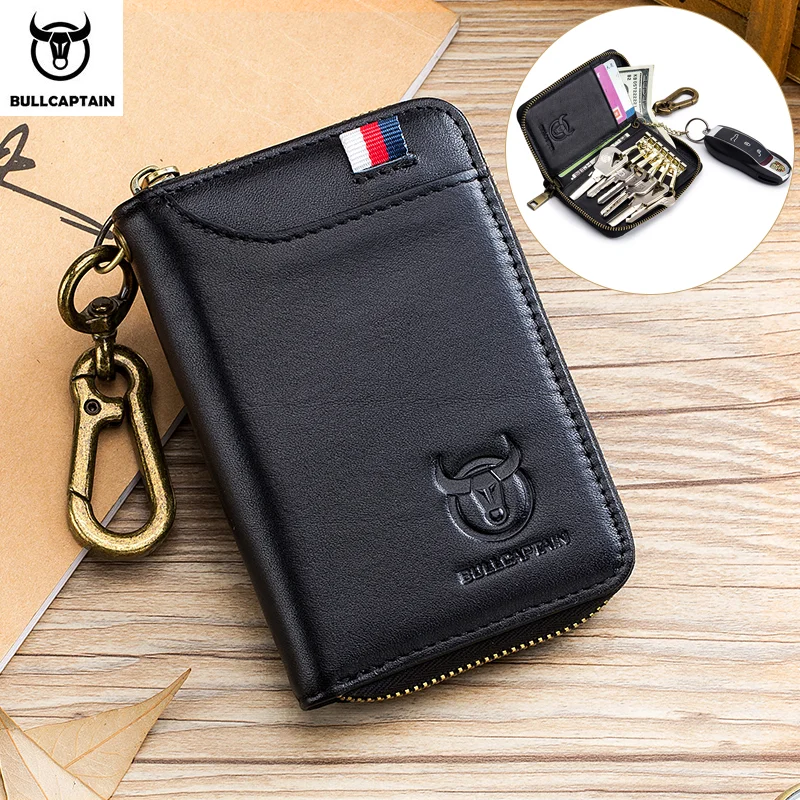 Leather Men's Key Bag Fashion Storage Bags Car Cover Compact Mini Card Holder Coin Purse Man Butler Keychain