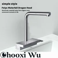 CHOOXIWU - ก๊อกน้ําน้ําตกท่อระบายน้ําสีเทา Telescopic Multi-Function อ่างล้างจานร้อนและเย็นหมุนได้ปืน 1