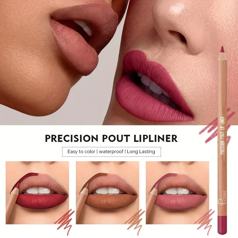 Waterproof Lip Liner Pencil Nude No Shine Lip Liner Moisturising Long Lasting Lipstick Makeup Pencil 12pcs/set