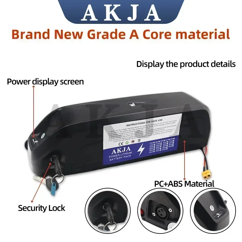 

AKJA New Full Capacity Power 18650 Lithium Battery 36V48V52V 20ah25ah Lithium Battery Pack Suitable for Hailong250-2000W+Charger