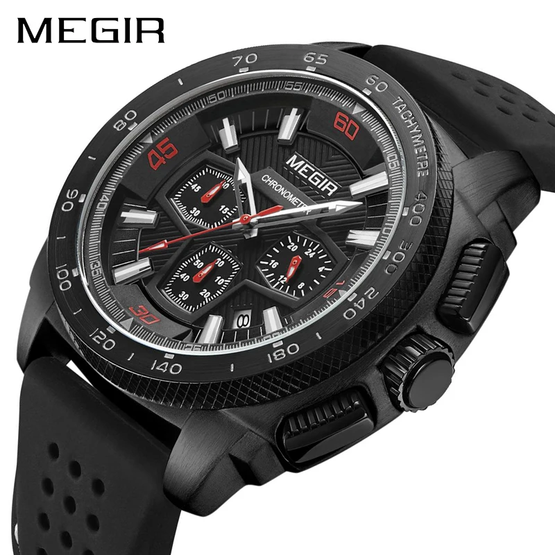 

MEGIR New Fashion Quartz Watch Men 24 Hours Sport Chronograph Watches Mens Waterproof Military WristWatch Relogio Masculino