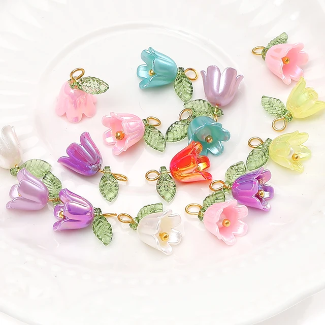 11x14mm 2-10Pcs acrylic lily of the valley flower bud beads plated with colored loose beads, handcrafted DIY making jewelry brac 2