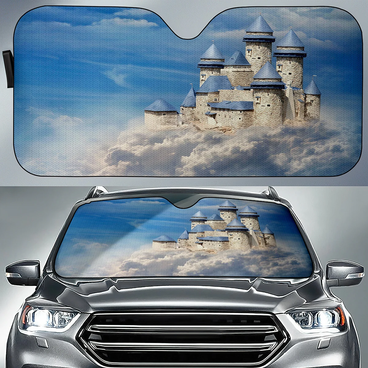 

Dream Floating Castle Car Windshield Sunshade Block UV Sun Heat Protection Foldable Visor Universal Accessories for Sedan SUV