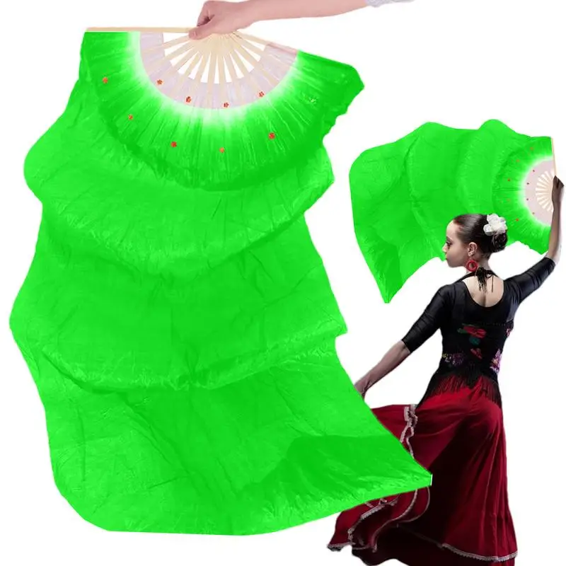 

Belly Dance Silk Fans 1.8Meters Long Belly Dance Fans With Thick Frame Colorful Beautiful Dancing Supplies Foldable Fan Veils