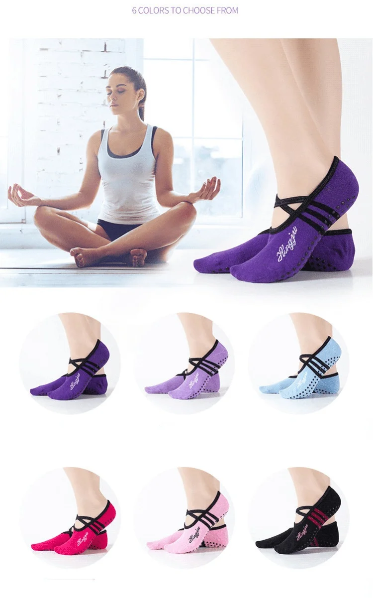 Yoga Socks Socks Sport Women Non-slip Grips&Straps for Ballet Pilates Fitness Gym Sports Bandage Dance Socks 2 Sdba6321f4c6d4e61ba96a78f75f3ffa1K