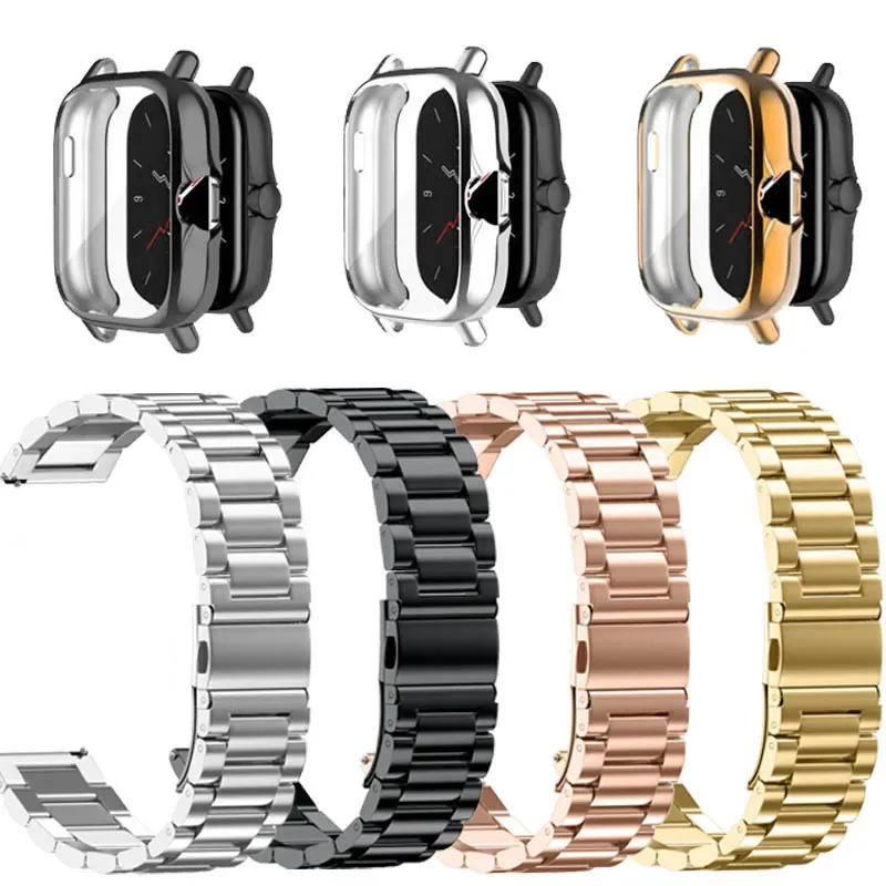 

Браслет из нержавеющей стали для Xiaomi Huami Amazfit Bip U Pro, защитный чехол для Xiaomi Amazfit GTS 4/2