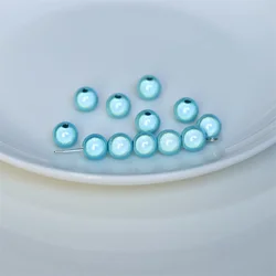 Satin Luster Imitation Pearl Glass Beads - Round, Dyed, Loose Spacer Beads for Jewelry and Vase Filler (Sky blue)