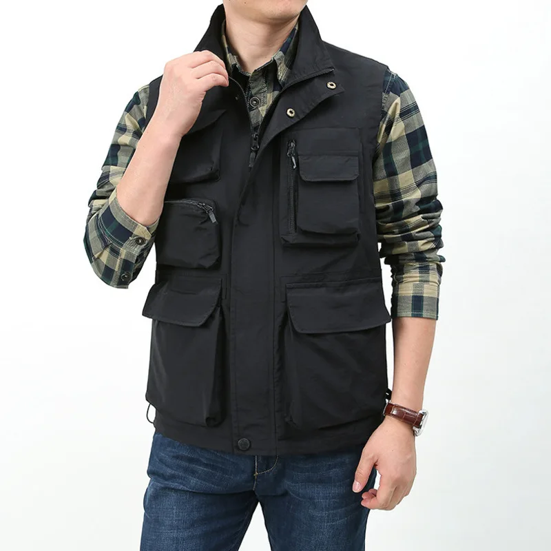 Sleeveless Jacket Spring Work Vest Men Summer Men's Coat Hunting Tactical Waistcoat Mesh Military Man Pockets Multi-pocket Tool 2 pcs set work clothes suit men overalls dirt proof wear resistant multi pockets soft coat suit thickened conjuntos de chaqueta