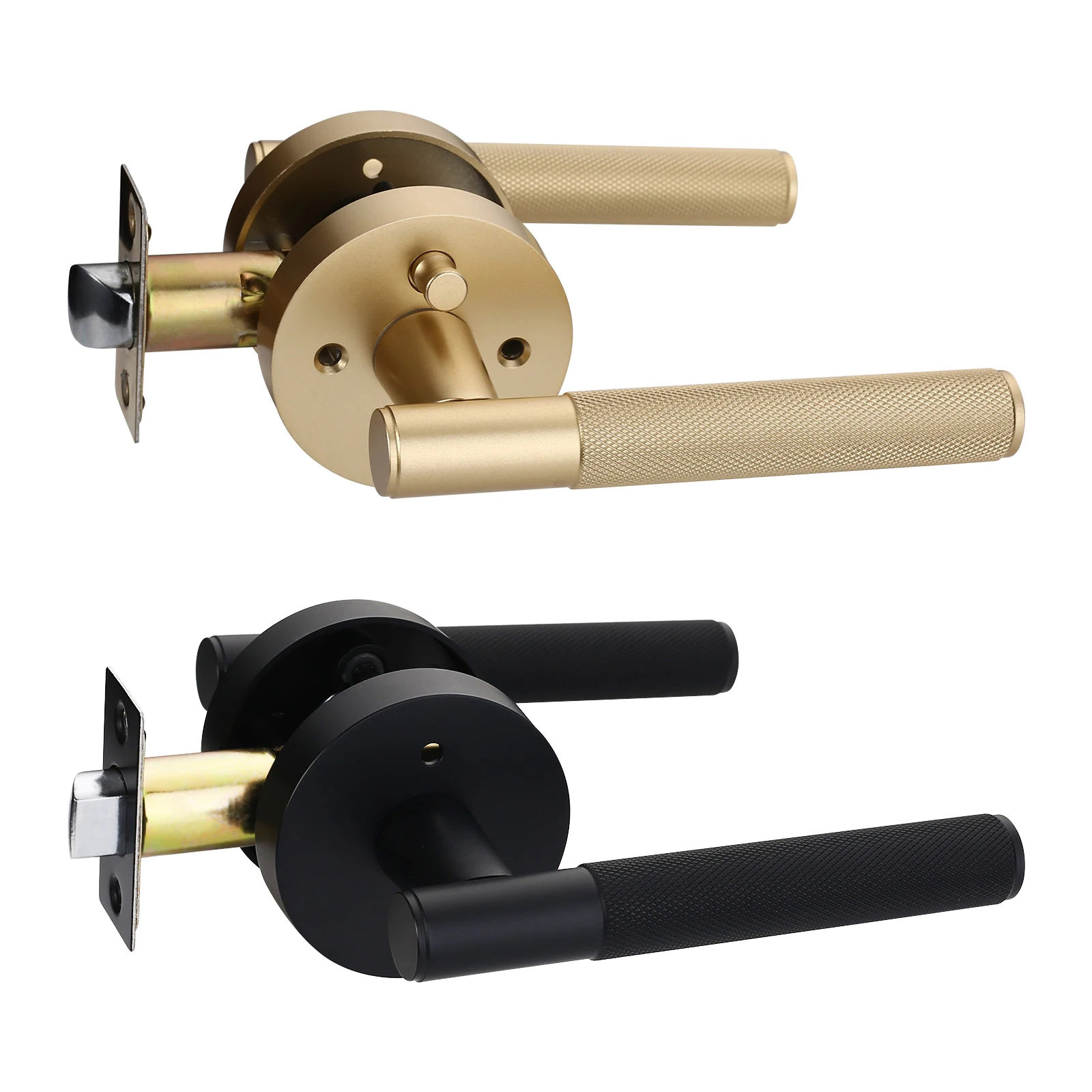 Viladepot ความเป็นส่วนตัวประตู Knurled Handle Lever ห้องนอนห้องน้ํา Passage ประตูล็อค Reversible Keyless 1