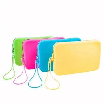 Borsa portaoggetti per cosmetici Organizzatore da toilette in silicone per donna Custodia per accessori per trucco con cerniera tinta unita moda 1