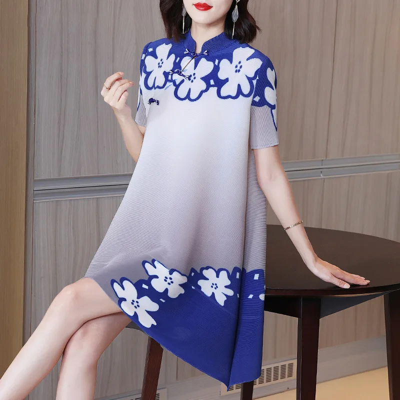 

Fashionable printed pleated summer dress for 2022 dress