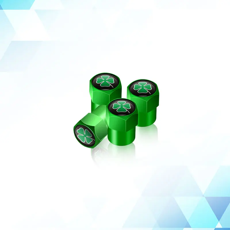 Exterior Decor 4-Piece Four Leaf Clover Wheel Valve Stem Caps