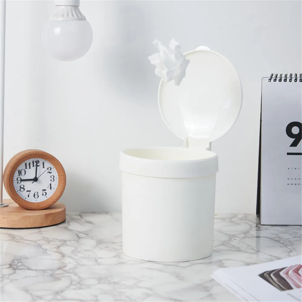 Car Elegant Durable Space-saving Convenient Practical Desktop Garbage Can Car Trash Bin With Flip Cover Desktop Trash Bin Study