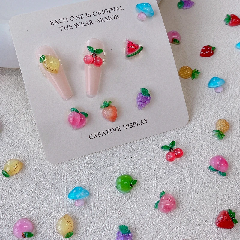

30PCS 3D Fruit Nail Art Charms Peach Cherry Strawberry Kawaii Accessories Summer Nail Decoration Design Supplies Material Tool