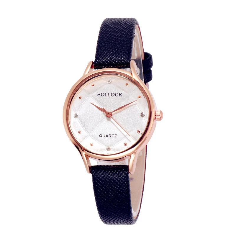 

Korean Thin Dial Female WristwatchesQuartz Simple Rhinestone Women Watches Leather Band Ladies Dress Wristwatches montre femme