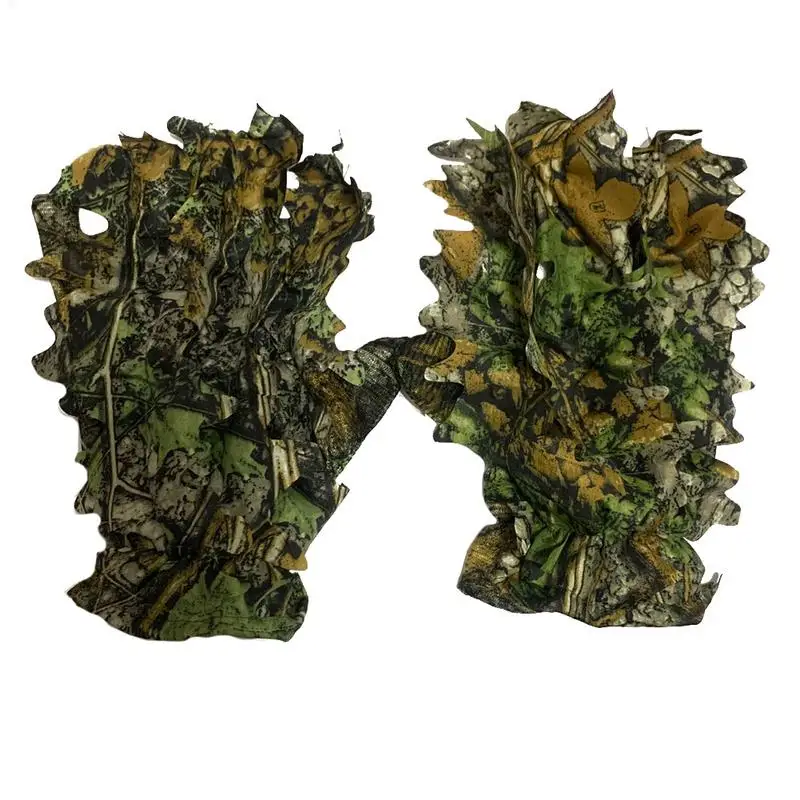 3D Camouflage Leaf Hunting Gloves Sneaky Comfortable Non-slip Durable 3D Gloves For Hunting Shooting Photography Leaf