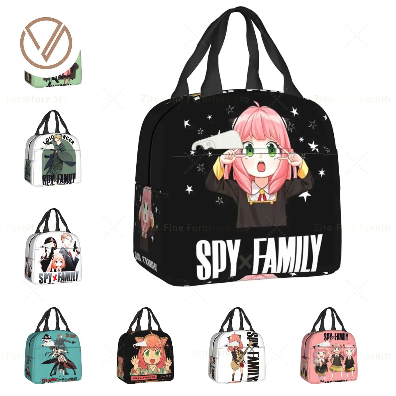 

Сумка-тоут с изолированным ланч-боксом для всей семьи Spy X, аниме мультфильм манга, портативный охладитель, термальная коробка для бенто, для кемпинга, путешествий
