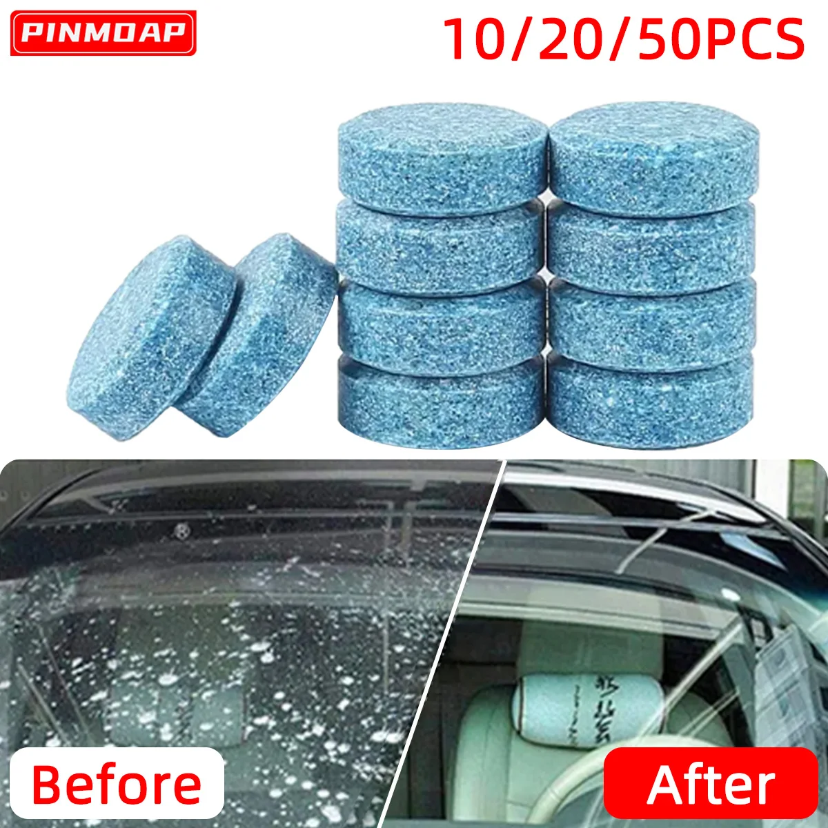 Windshield Cleaner Tablets 20/100PCS Solid Cleaner Car Windscreen Cleaner Effervescent Tablet Auto Wiper Glass Solid Cleaning Concentrated Tablets Detergen