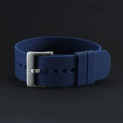 Silver, Black, and Rose Gold Silicone Watchband with Metal Pin Buckle - Black Buckle (Blue)