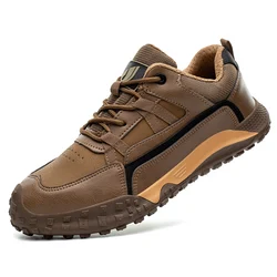 Durable Non - Slip Steel Toe Safety Shoes - Anti - Smash & Puncture - Resistant Work Sneakers - 45 (Khaki)