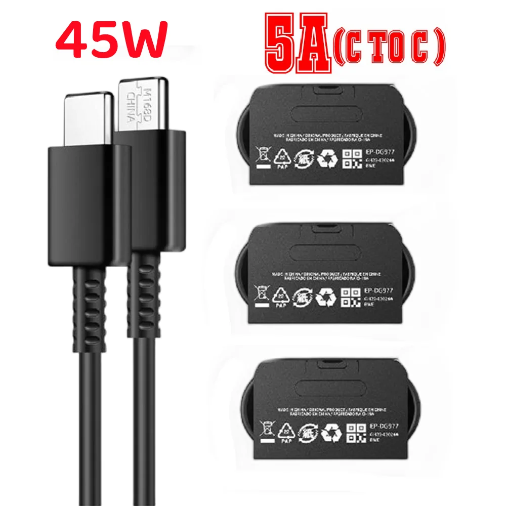 

100pcs For Samsung S23 S22 S21 Ultra 45W Super PD Fast Charger Cable 5A USBC To Type C Line For Galaxy S21 S20 FE