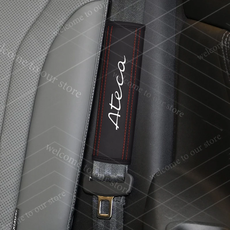 Leather Car Seat Belt Shoulder Protector Pad - Logo Design and Safety Cushion Accessory