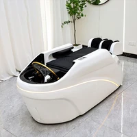 Lit de massage capillaire en cuir synthétique pour salon, fauteuil de shampoing à massage automatique, équipement de spa capillaire durable 1