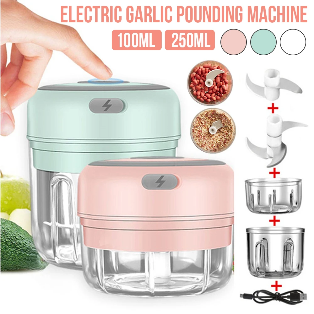 

100/250/300mL Electric Garlic Masher Ginger Nut Crusher Meat Mincer USB Charging Food Onion Chopper Kitchen Accessories Gadgets