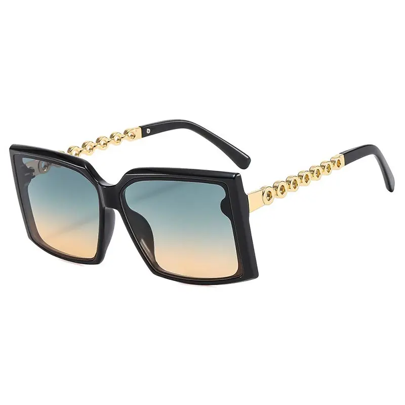 

Summer new box sunglasses with metal chain legs for slimming effect, cross-border trendy retro and modern sunglasses L3214