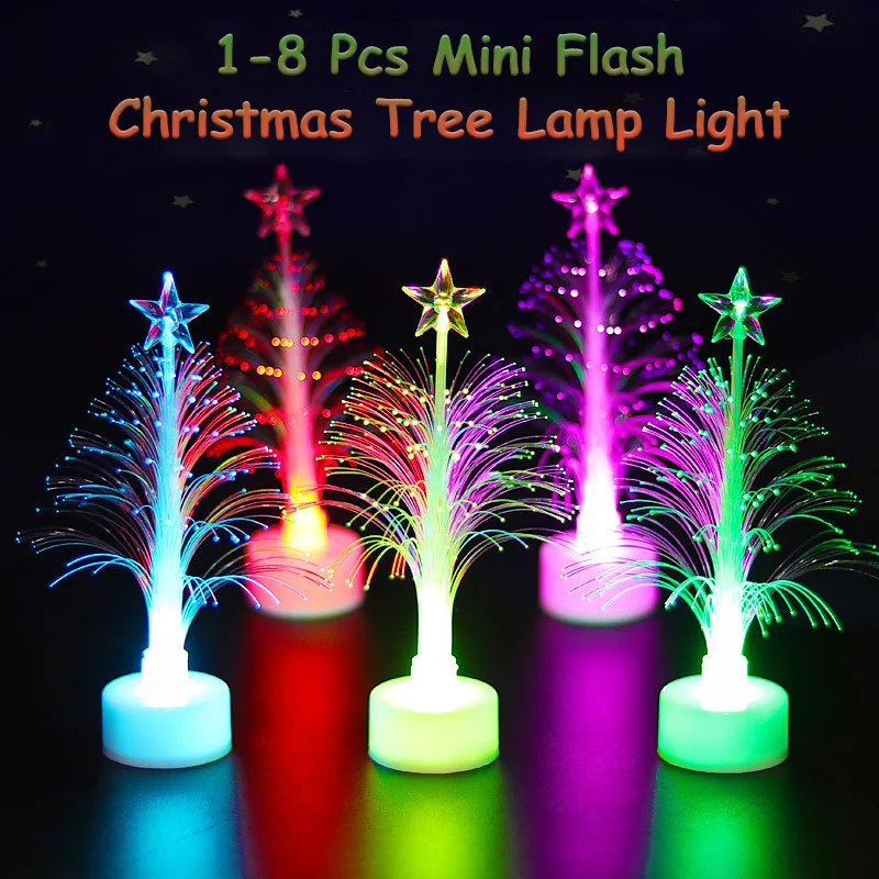 

1-8Pcs Colorful LED Fiber Optic Nightlight Mini Flash Christmas Tree Lamp Light Children Xmas Gift Night Light-Up Toy Xmas Decor