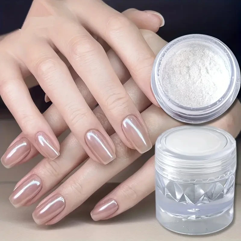 Hypoallergenic Aurora Chrome Nail Powder-Gentle Electroplating Clear Finish for Stunning Manicures