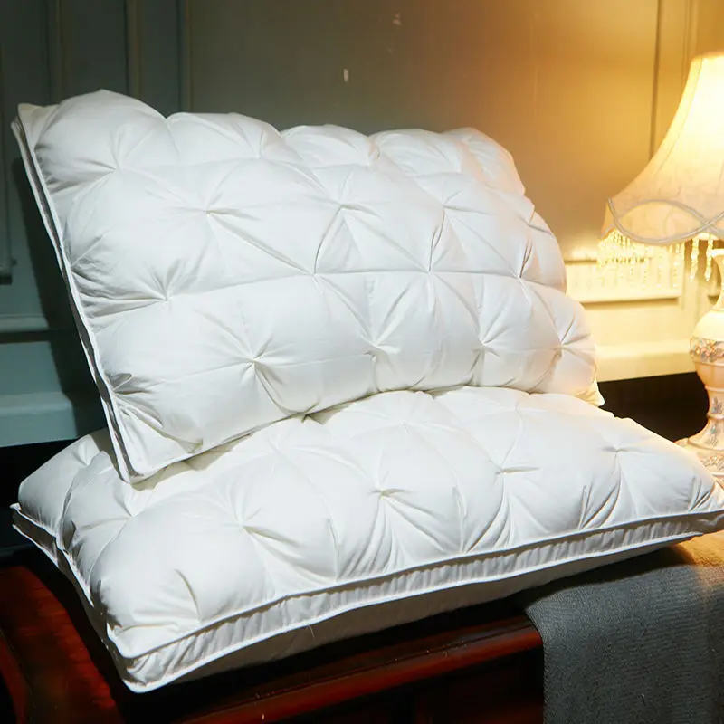 

European White Down Cotton Pillow Core Rectangle Grey Bedroom Sleep Hotel Lumbar Pillow Down Mid-high Cervical Pillow