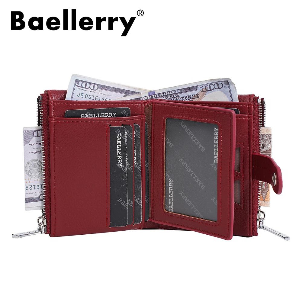 Baellerry Large Capacity Women's Wallet with 2 Zipper Compartments, Multi Functional Card Holder Organizer, Ins Style Short Wall