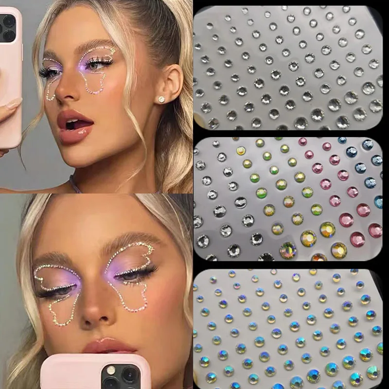 

Face Jewels Diamond Makeup Art Eyeliner Glitter Face Jewelry Sticker Temporary Tattoo Party Bady Makeup Tools Rhinestones Tips