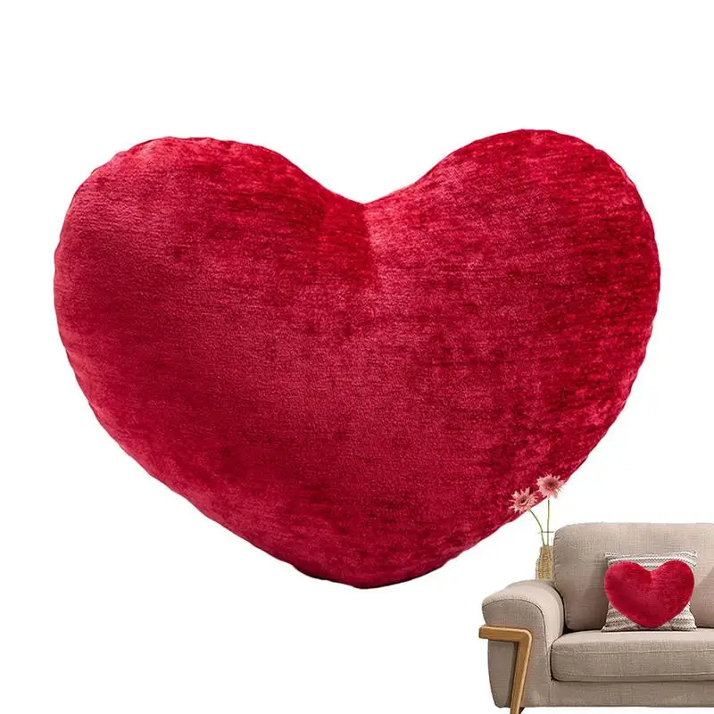 Heart Pillow Cute Romantic Red Heart Shape Pillows 17.71in Valentines Day Decor Chair Cushions Decorative Heart Decor For Living heart ring cushion holder white flower lace bow wedding ring bearer pillow wedding ring box for ceremony proposal