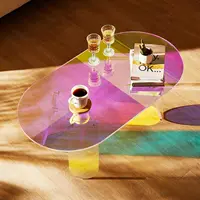Acrylic Coffee Table, Iridescent Acrylic End Table,Colorful Acrylic Side Table 37.4 in (L) x 19.7 in (W) x 13.8IN (H) for Coffee 2