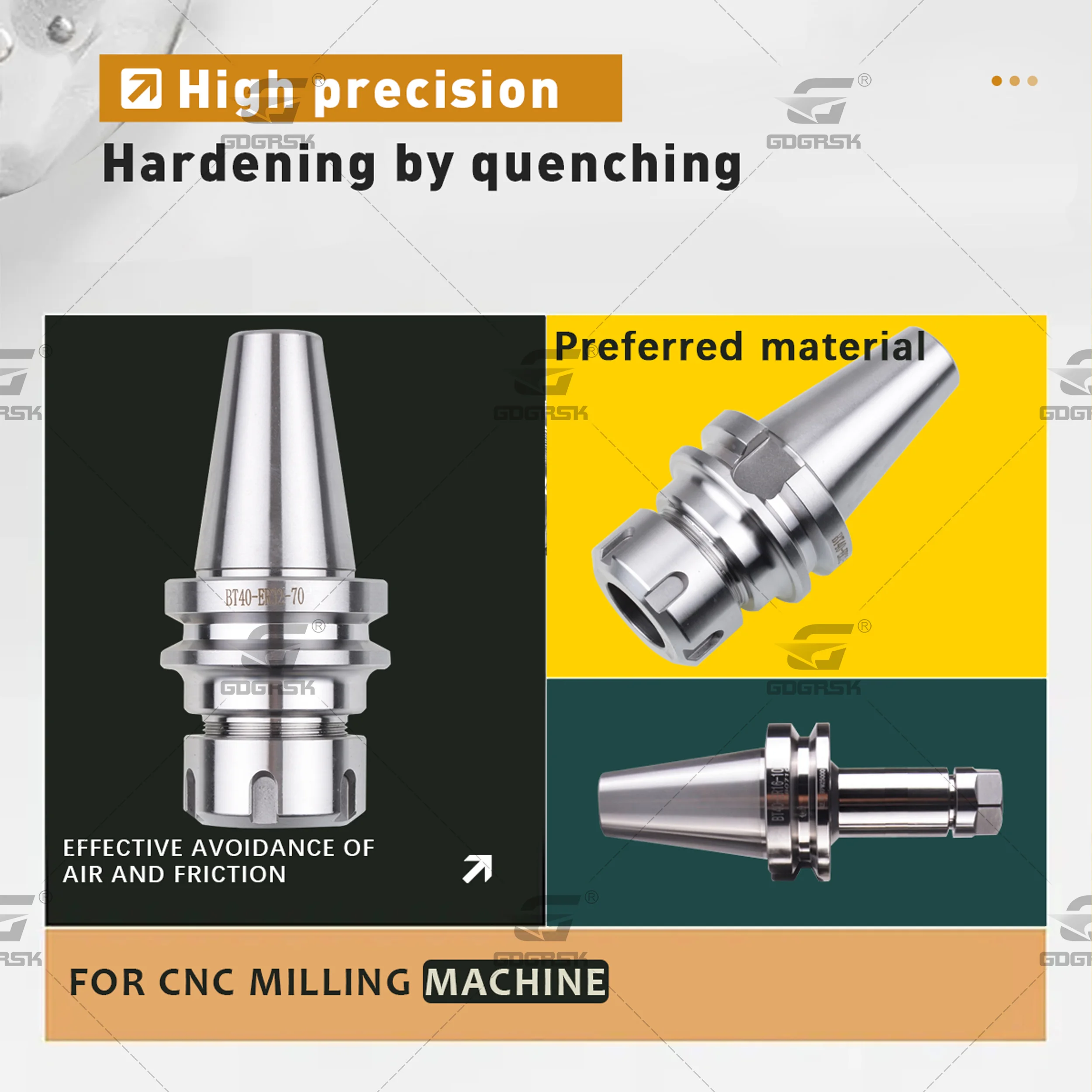 CNC 밀링 머신용 고정밀 스핀들 홀더, BT30, BT40, ER11, ER20, ER25, ER32, ER40, 70L, 100L