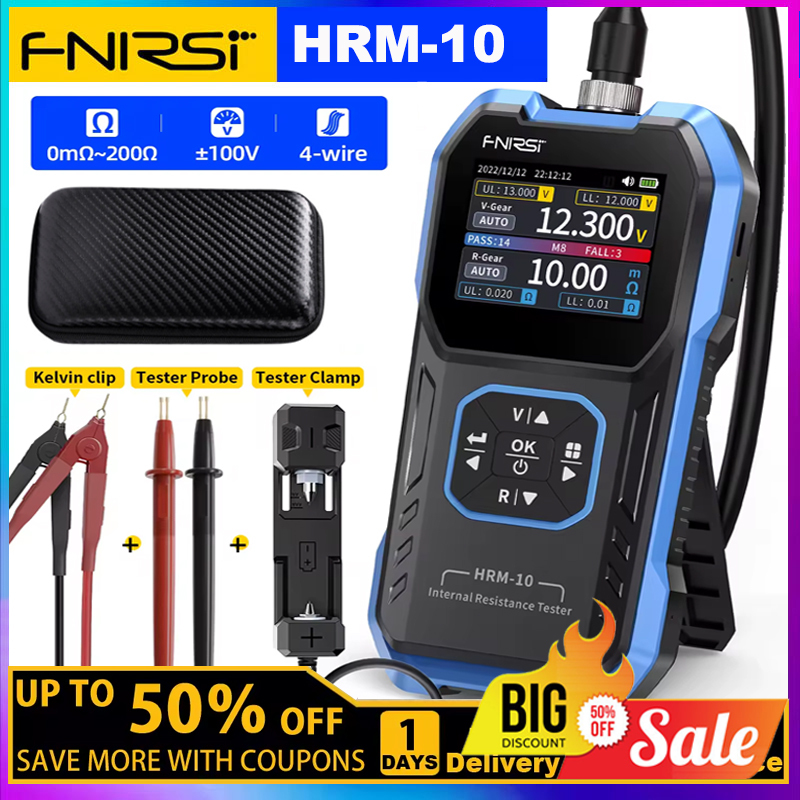 FNIRSI HRM-10 Battery Voltage Internal Resistance Tester 18650 High-precision AC Acid Lithium Lead Car Battery Capacitor Tester