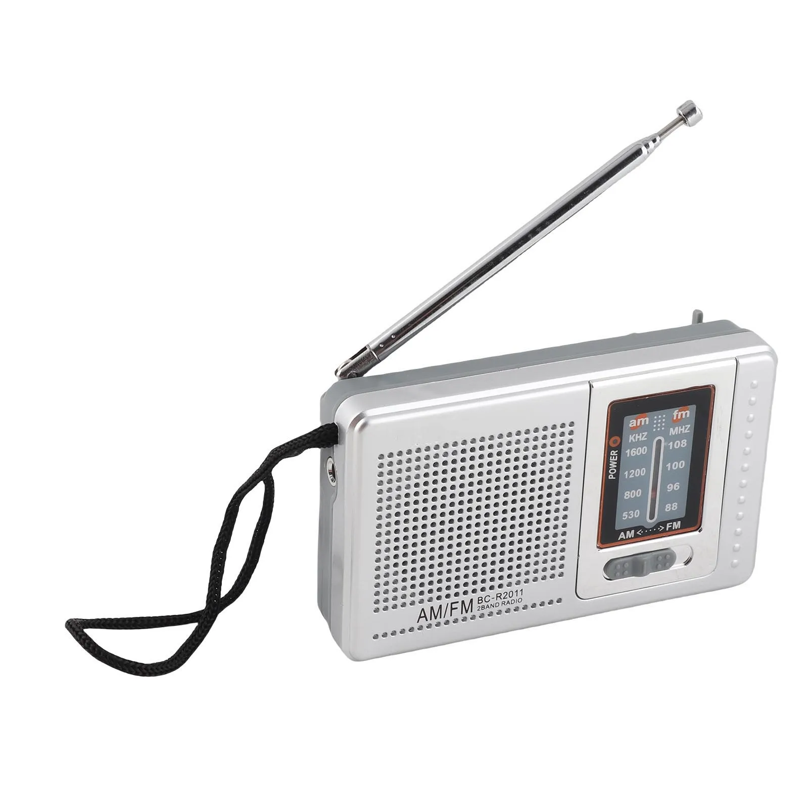 רדיו AM FM המופעל באמצעות סוללה עם רמקול מובנה רדיו נייד נייד לנסיעות בחוץ כסף אפור רדיו דיגיטלי