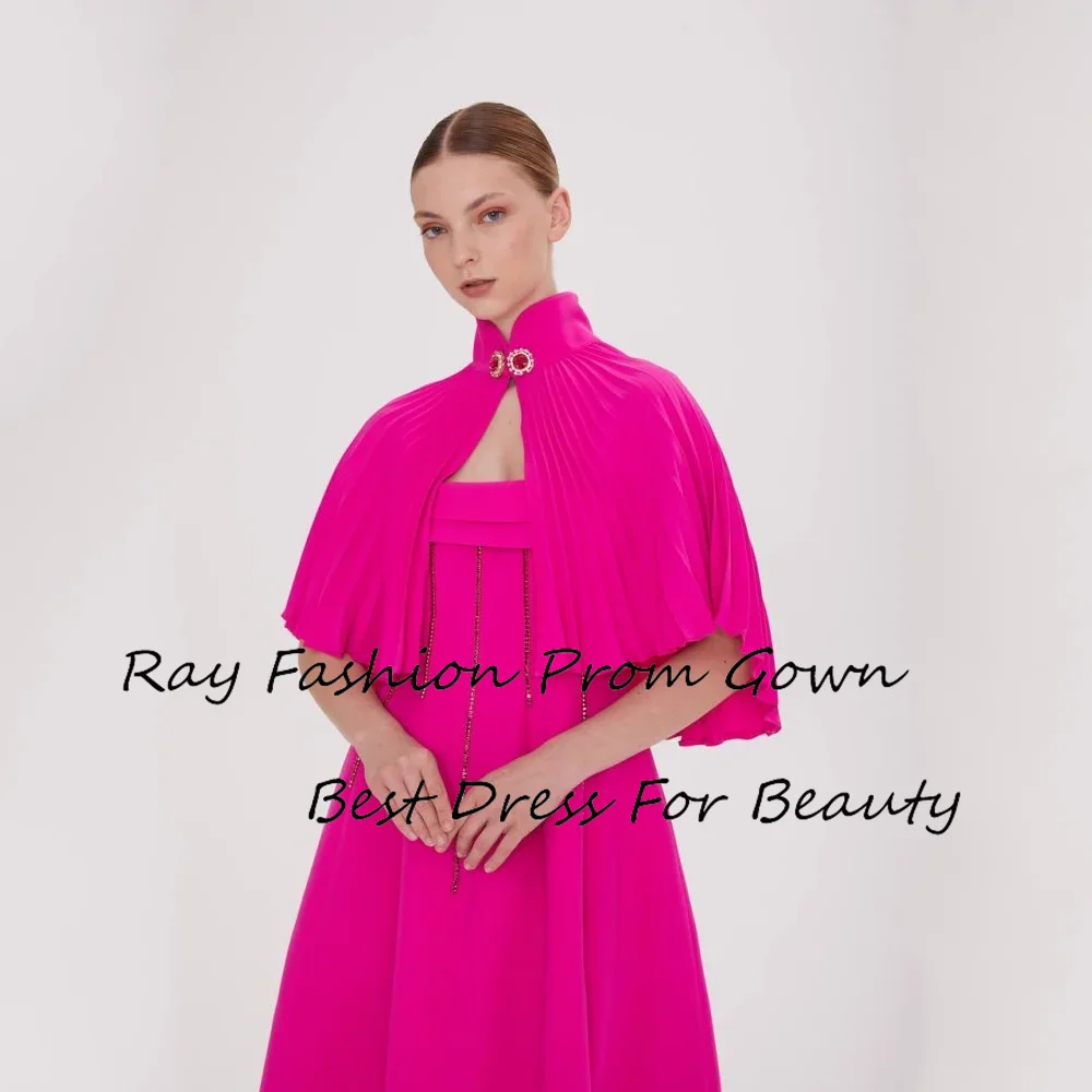 

Ray Fashion A Line Evening Dress Strapless Sleeveless With Shawl Tiered For Women Formal Occasion Saudi Arabia فساتين سهرة