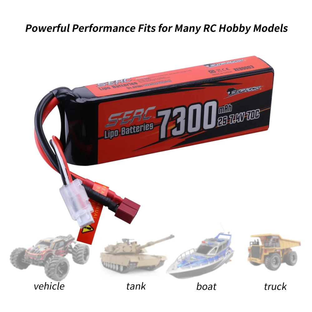 7.4V Lipo Battery 7300mAh 70C Soft Pack Deans T Plug For RC Vehicle Car Truck Tank Buggy Truggy Racing Hobby