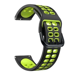 Silicone Sport Watch Strap - 22mm Replacement Wristband - 22mm Universal (Black green)